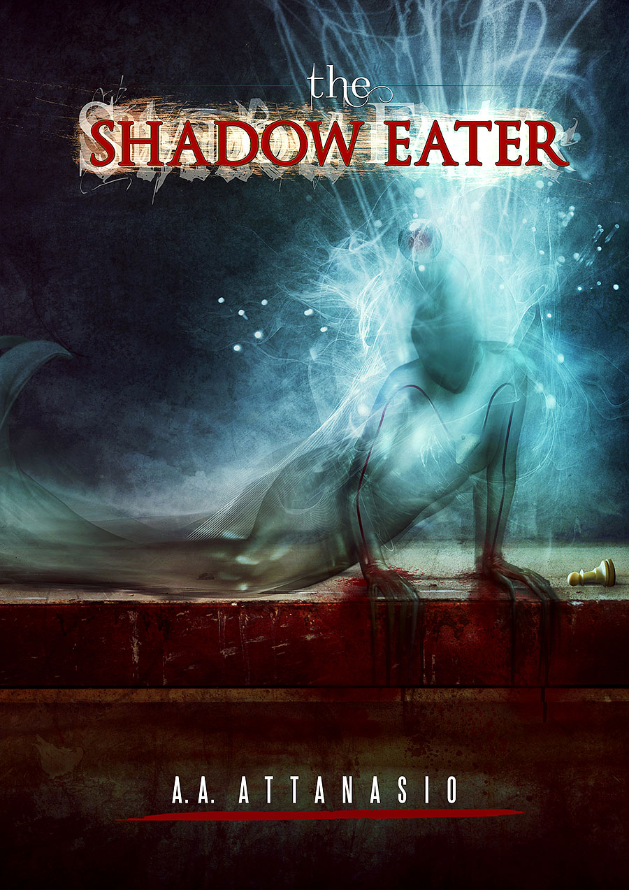 The Shadow Eater Book Cover Artwork by Mario Nevado. Dark Surrealism.
