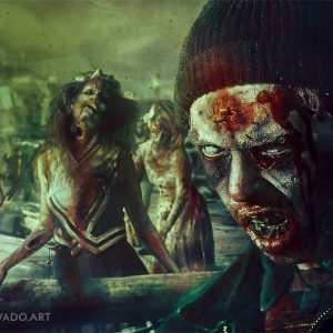 Prom Night - Macabre digital art by Mario Nevado about zombies and the undead.