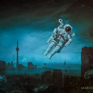 Sometimes - Surreal digital art by Mario Nevado. Communication breakdowns, astronaut, dystopy.