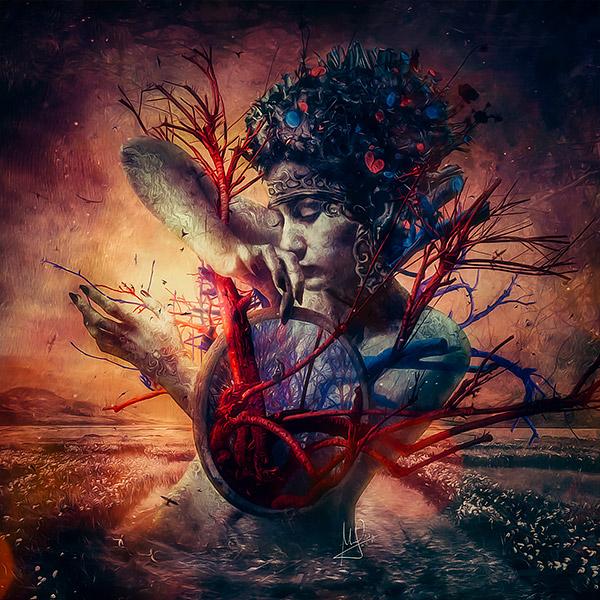 Blossom - Gothic digital art by Mario Nevado. Love,heart, veins, monument.