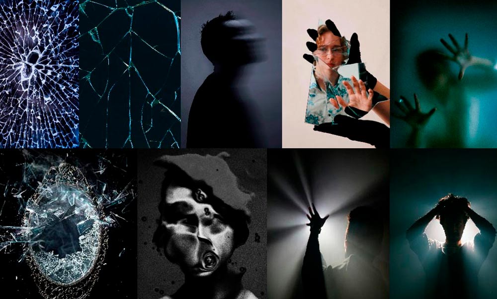 reflections in the dark - book cover design process case study mood board